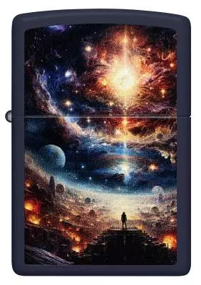 Produktbild: Zippo Andere Welten Navy Blau matt Feuerzeug vorne