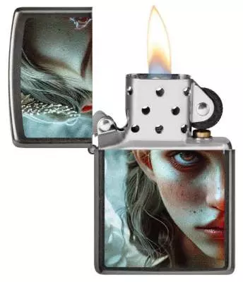 Produktbild: Zippo Angel Devil Grey Feuerzeug offen