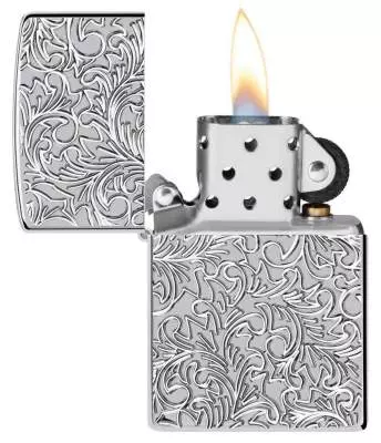 Produktbild: Zippo Deep Carved Pattern Armor Case Chrom poliert offen