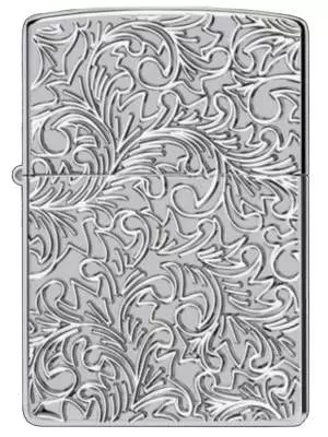 Produktbild: Zippo Deep Carved Pattern Armor Case Chrom poliert hinten