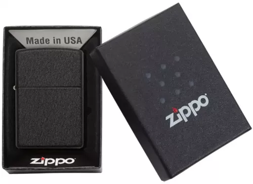 Produktbild: Zippo Black Crackle Basismodell Feuerzeug Verpackung