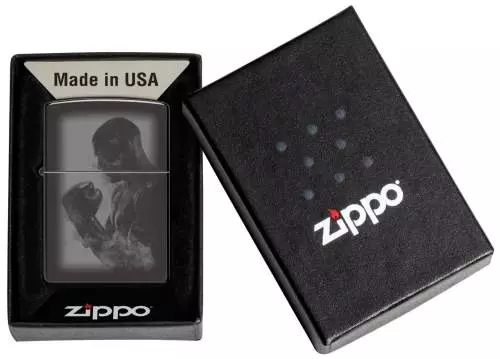Produktbild: Zippo Boxer schwarz hoch glänzend Feuerzeug Verpackung