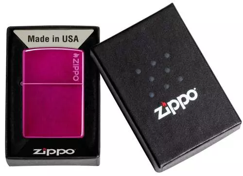 Produktbild: Zippo Candy Raspberry Himbeerrot mit Logo Feuerzeug Verpackung