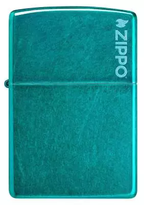 Produktbild: Zippo Candy Teal Blaugrün mit Logo Feuerzeug vorne