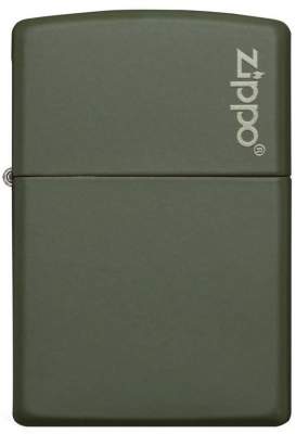 Produktbild: Zippo Classic Green Matte Basismodell mit Logo Feuerzeug vorne