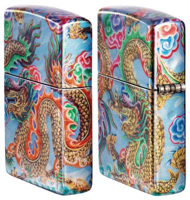 Produktbild: Zippo Dragon Design 540 Fusion Druck Feuerzeug seitlich