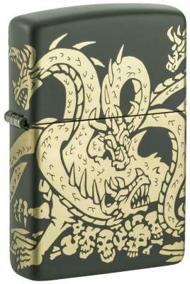 Produktbild: Zippo Dragon grün matt mit 360 Drachen Gravur Feuerzeug