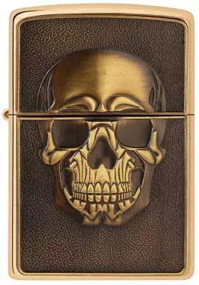 Produktbild: Zippo Embossed Skull Messing Feuerzeug vorne