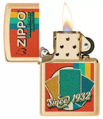 Produktbild: Zippo Retro Farbmuster Messing Feuerzeug offen