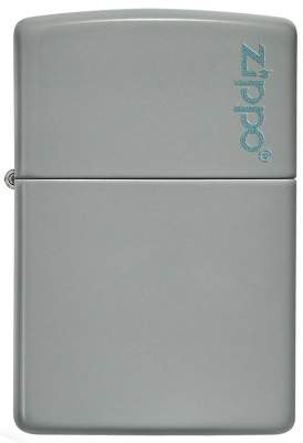 Produktbild: Zippo Flat Gray Basismodell grau mit Logo Feuerzeug vorne