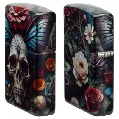 Produktbild: Zippo Floral Skull rundherum bedruckt Feuerzeug Seiten