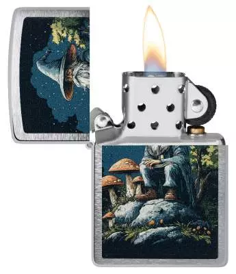 Produktbild: Zippo Märchen Gartenzwerg Chrom gebürstet Feuerzeug offen