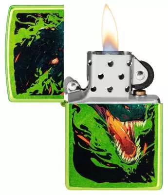 Produktbild: Zippo Lurid Green Dragon Feuerzeug mit Flamme