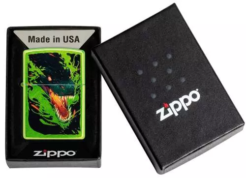 Produktbild: Zippo Lurid Green Dragon Feuerzeug in Verpackung