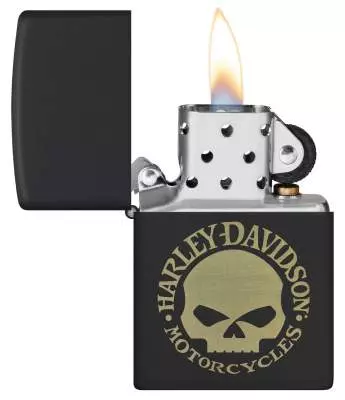 Produktbild: Zippo Harley Davidson Willie G Skull schwarz Feuerzeug offen