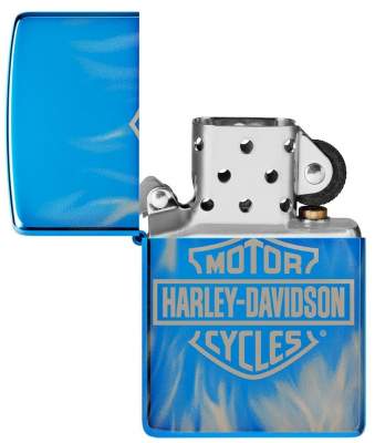 Produktbild: Zippo Harley Davidson high polished blue Feuerzeug offen