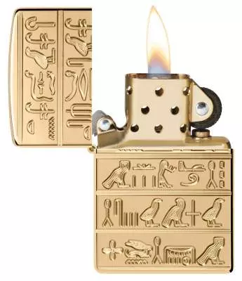 Produktbild: Zippo Hieroglyphen Armor mit Gravur Messing Feuerzeug offen