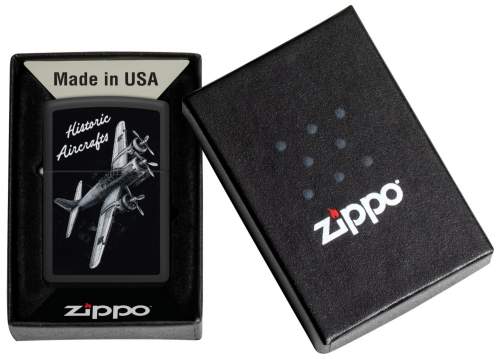 Produktbild: Zippo Historic Aircrafts schwarz matt Feuerzeug Verpackung