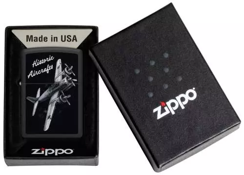 Produktbild: Zippo Historic Aircrafts schwarz matt Feuerzeug Verpackung