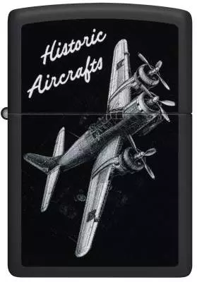 Produktbild: Zippo Historic Aircrafts schwarz matt Feuerzeug vorne