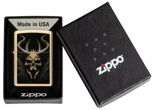 Produktbild: Zippo Horror Skull Messing Feuerzeug Verpackung
