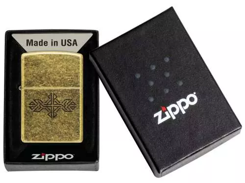 Produktbild: Zippo Medieval Pattern Messing Antik graviert Verpackung