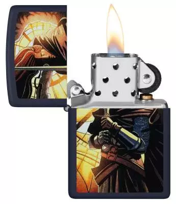 Produktbild: Zippo Medieval Warrior Blue Matte Feuerzeug offen