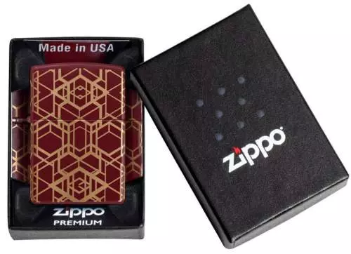 Produktbild: Zippo Merlot Laserlinien Grid PatternFeuerzeug Verpackung