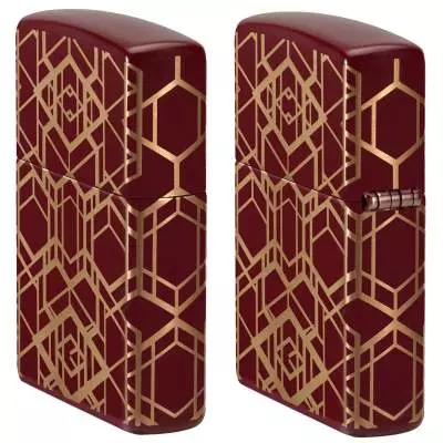 Produktbild: Zippo Merlot Laserlinien Grid PatternFeuerzeug seitlich