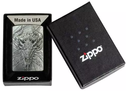 Produktbild: Zippo Metal Dragon schwarz ebony Verpackung