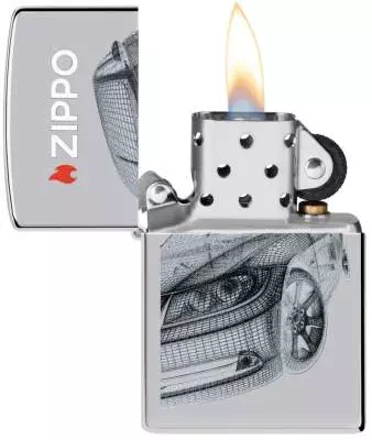 Produktbild: Zippo Modern Car 2 Chrom poliert Feuerzeug offen