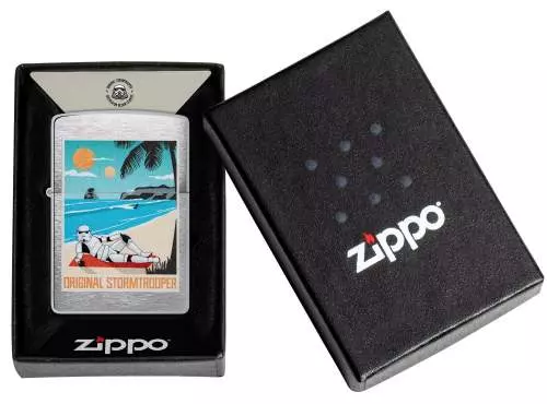 Produktbild: Zippo Original Stormtrooper Beach Chrom gebürstet Feuerzeug Verpackung
