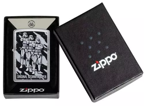 Produktbild: Zippo Original Stormtrooper Squad Chrom gebürstet Feuerzeug Verpackung