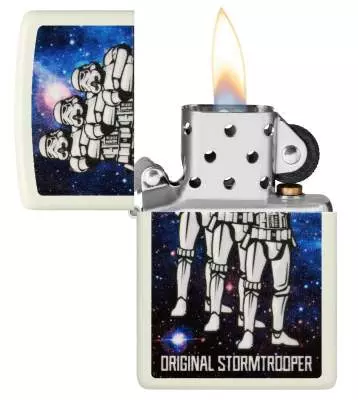Produktbild: Zippo Original Stormtrooper Squad weiss Glow in the Dark Feuerzeug offen