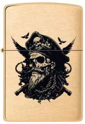 Produktbild: Zippo Pirate Skull Messing gebürstet vorne