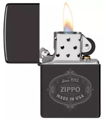 Produktbild: Zippo Plakette schwarz poliert offen
