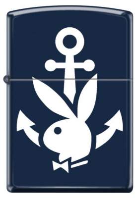 Produktbild: Zippo Playboy Anchor in Navy Blue color Druck Feuerzeug vorne