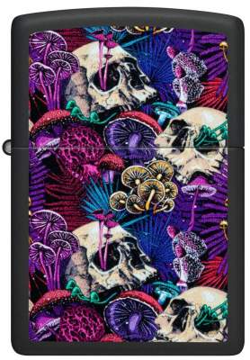 Produktbild: Zippo Psychedelic Mushroom Black Light schwarz Feuerzeug vorne