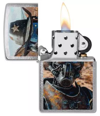 Produktbild: Zippo Cowboy Robot Ranger Chrom gebürstet Feuerzeug offen