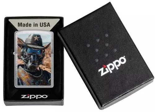 Produktbild: Zippo Cowboy Robot Ranger Chrom gebürstet Feuerzeug Verpackung