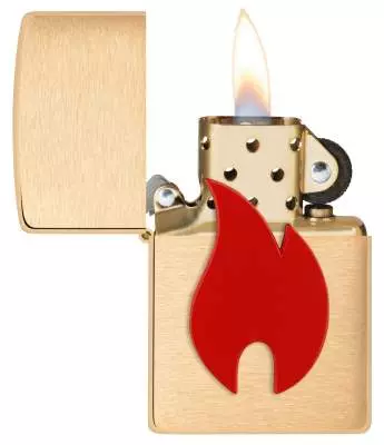 Produktbild: Zippo Rotes Flammenemblem Messing Feuerzeug offen