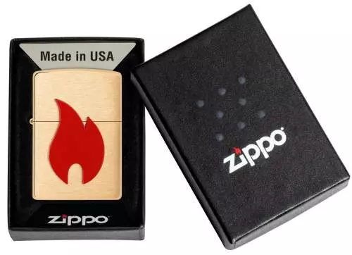 Produktbild: Zippo Rotes Flammenemblem Messing Feuerzeug Verpackung