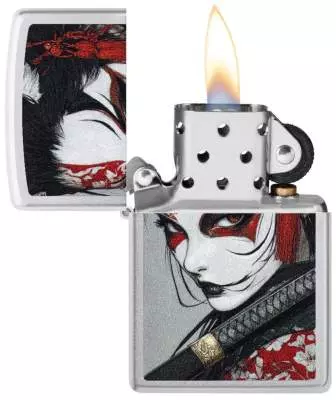 Produktbild: Zippo Samurai Woman Chrom satin Feuerzeug offen