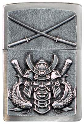 Produktbild: Zippo Samurai chrom gebürstet mit Emblem Feuerzeug vorne