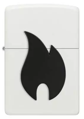 Produktbild: Zippo Schwarzes Flammenemblem weiß Feuerzeug vorne