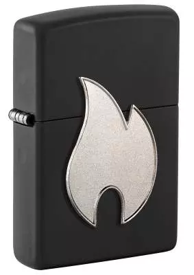 Produktbild: Zippo Silbernes Flammenemblem schwarz Feuerzeug 2008154