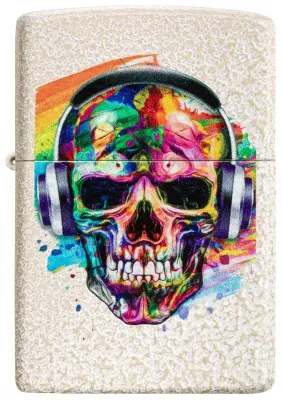 Produktbild: Zippo Skull Headphones Design Mercury Glas Totenkopf Feuerzeug vorne