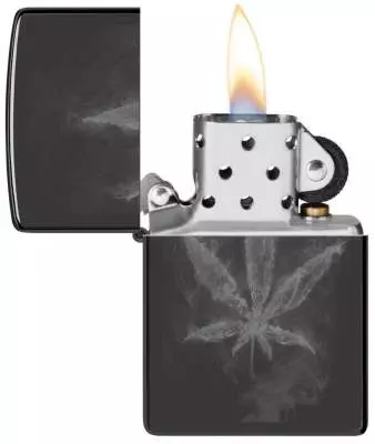Produktbild: Zippo Smokey Leaf schwarz glanz offen