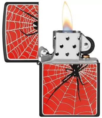 Produktbild: Zippo Spider Web Red schwarz Spinne Emblem rot offen