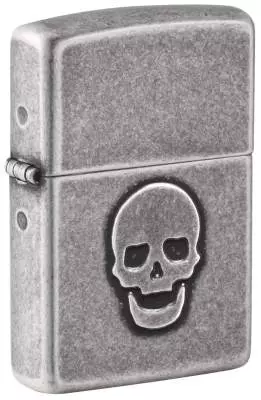 Produktbild: Zippo Stamped Skull in altsilber Feuerzeug 60007591